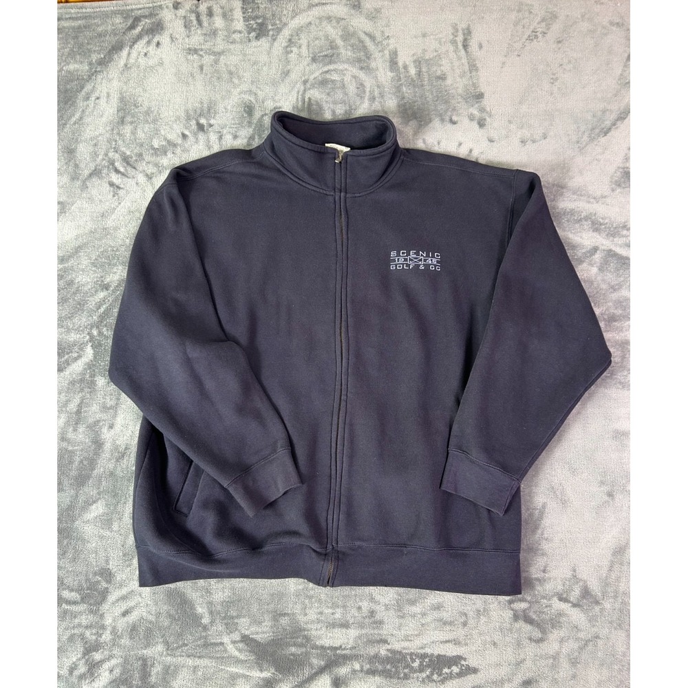 Vintage Pro-Weave Scenic Golf & CC Zip Jacket Men's 2XL Navy Blue Full Zip Sweat